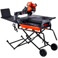 VEVOR Wet Tile Saw with Stand, 10-inch 65Mn Steel Blade, 4500 RPM Motor, Tile Cutter Wet Saw with Water Reservoir and Casters, 0-45 Degrees Miter Angle for Cutting Tiles, Floor Tiles, and Stones | VEVOR US