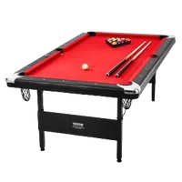 VEVOR Billiards Table, 7 ft Pool Table, Portable Foldable Space-Saving Table, Billiard Table Set Includes Balls, Cues, Chalks and Brush, Black with Red Cloth, Perfect for Family Game Room Kids Adults | VEVOR US