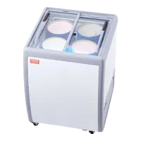 VEVOR Commercial Ice Cream Display Case, 5.6 Cu.ft Chest Freezer, Mobile Glass Top Deep Freezer, Restaurant Gelato Dipping Cabinet, 2 Sliding Glass Doors, Locking Casters, White | VEVOR US