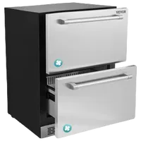 VEVOR 24″ Undercounter Refrigerator, 2 Drawer Built-in Beverage Refrigerator with Touch Panel, 5.12 Cu.ft. Capacity, Waterproof Indoor and Outdoor Under Counter Fridge for Home and Commercial Use | VEVOR US