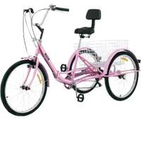 VEVOR Tricycle Adult 24’’ Wheels Adult Tricycle 7-Speed 3 Wheel Bikes For Adults Three Wheel Bike For Adults Adult Trike Adult Folding Tricycle Foldable Adult Tricycle 3 Wheel Bike Trike Foldable Pink | VEVOR US