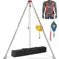 VEVOR Confined Space Tripod Kit, Confined Space Tripod 8′ Legs and 98′ Cable, Confined Space Rescue Tripod 32.8′ Fall Protection, 2600 lbs Winch, Harness, Storage Bag | VEVOR US