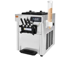 VEVOR Commercial Ice Cream Machine, 18-28 L/H Yield, 1850W 3-Flavor Countertop Soft Serve Ice Cream Maker, 2 x 5.5L Stainless Steel Cylinder, LED Panel Auto Clean Pre-cooling, for Restaurant Bars | VEVOR US