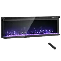 VEVOR 72 inch Electric Fireplace, Three-Sided Glass Wall Mounted Recessed Fire Place with Remote Control, Timer, 1500W, Adjustable Flame Color Brightness,Overheat Protection, for Living Room,Bedroom | VEVOR US