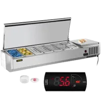 VEVOR Refrigerated Condiment Prep Station, 71-Inch, 19.8Qt Sandwich/Salad Prep Table with 5 1/3 Pans & 4 1/6 Pans, 150W Salad Bar with 304 Stainless Body and Cover Temp Adjuster One-Click Defrosting | VEVOR US