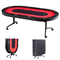 VEVOR 10 Player Foldable Poker Table, Blackjack Texas Holdem Poker Table with Padded Rails and Stainless Steel Cup Holders, Portable Folding Card Board Game Table, 90″ Oval Casino Leisure Table | VEVOR US