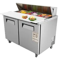 VEVOR Commercial Refrigerator, 48″ Sandwich & Salad Prep Table, 12.85 Cu. Ft Thick Stainless Steel Refrigerated Food Prep Station with 12 Pans Cutting Board, 2 Door Fridge for Restaurant, Bar, Shop | VEVOR US