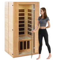 VEVOR Far Infrared Wooden Sauna, Room Home Sauna Spa for 1 to 2 Person, Low EMF Far Infrared Hemlock Wood Sauna with Tempered Glass Door & Multicolor Lamp & Bluetooth Speakers & Chromotherapy Lights, | VEVOR US