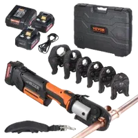 VEVOR ProPress Tool, 18V Electric Pipe Crimping Tool for 1/2”, 3/4”, 1”, 1 1/4″, 1 1/2″, 2″ Copper Pipes, Press Tool Kit with Brushless Motor, 6 Pro Press Jaws, 2pcs 4AH Battery | VEVOR US