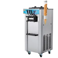 VEVOR Commercial Ice Cream Machine, 21-31 L/H Yield, 1800W 3-Flavor Freestanding Soft Serve Ice Cream Maker, 2 x 5.5L Stainless Steel Cylinder, LED Panel Auto Clean Pre-cooling, for Restaurant Bars | VEVOR US