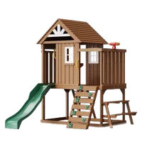 VEVOR Outdoor Wooden Playhouse Kids Garden Game Cottage with Slide Ladder Window | VEVOR US