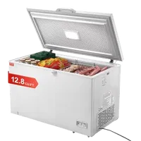 VEVOR Chest Freezer, 12.8 Cu.ft / 345 L Large Deep Freezer & 4 Removable Baskets, Freestanding Top Open Door Commercial Chest Freezers with Locking Lid, 7-Level Adjustable Temp, LED Lighting, 6 Wheels | VEVOR US