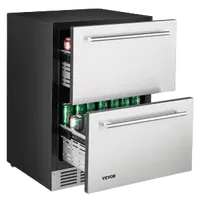VEVOR 24 Inch Under Counter Drawer Refrigerator, Stainless Steel Dual Drawer Fridge with Temperature Control, Outdoor Refrigerator with Powerful Compressor & LED Display, Fit for Home, Office, etc. | VEVOR US
