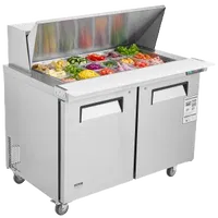 VEVOR 48″ Commercial Refrigerator Sandwich & Salad Prep Table, 12.9 Cu. Ft Stainless Steel Refrigerated Food Prep Station with 18 Pans, Cut Board, Frost Free Refrigerator with Lock for Restaurant | VEVOR US