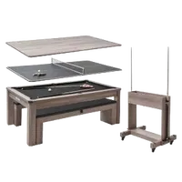 VEVOR 7ft Pool Table Combo Set, 3-in-1 Multi Game Billiards Tables with Dining Top and Ping Pong, 2 Benches for Storage and Accessories, Includes Ball Cue Rack Chalk Brush, for Family Recreation Room | VEVOR US