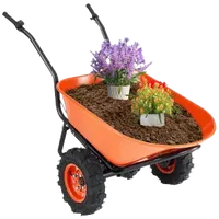 VEVOR Electric Wheelbarrow Cart, 500W Powered Utility Garden Wagon Dump Cart, 7 Cu. Ft. Load & 573 lbs Capacity with Metal Handle & 16″ Track Wheels, Two Wheel Barrow Yard Cart & Wagons for Lawn Farm | VEVOR US