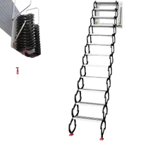 VEVOR Attic Steps Pull Down 12 Steps Attic Stairs Alloy Attic Access Ladder, Black Pulldown Attic Stairs, Wall-mounted Folding Stairs for Attic, Retractable Attic Ladder with Armrests, 9.8 feet Height | VEVOR US