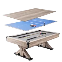 VEVOR Billiards Table Combo Set, 7ft 3-in-1 Multi Game Table with Dining, Pool, and Tennis Table, Includes Full Set of Accessories, Wood Color with Grey Cloth, Perfect for Family Game Room Kids Adults | VEVOR US