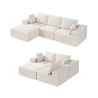 VEVOR Modular Sectional Sofa, L Shaped Modular Sofa with Chaise, Cloud Sectional Couch with High Rebound Sponge and Density, Upholstered Corduroy Couch with Cushion for Living Room, Apartment, Beige | VEVOR US