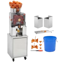 VEVOR Commercial Orange Juicer, 120W Automatic Feeding Juice Extractor with Water Tap, Stainless Steel Juicer Machine 25 Oranges/Minute, with Pull-Out Filter Box, PC Cover, 3 Peel Collecting Buckets | VEVOR US