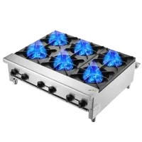 VEVOR Commercial Gas Stove with 6 Burners, Propane and Natural Gas Countertop Cooking Stove Range, Stainless Steel Gas Hot Plate, Commercial Cooking Equipment for Restaurant, 168,000 BTU | VEVOR US