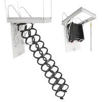 VEVOR Attic Ladder, 660LBS/299.4KG Capacity, Fits 8.5 to 9.4 ft Ceiling Height and 39.4 x 27.5 inch Opening Size, Alloy Steel Pull-Down Retractable Ceiling Stair with Pulling Rod for Attic Loft Roof | VEVOR US