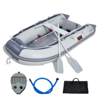 VEVOR Inflatable Dinghy Boat, 4-Person Transom Sport Tender Boat, with Marine Wood Floor and Adjustable Aluminum Bench, 1000 lbs Inflatable Fishing Boat Raft, Aluminum Oars, Air Pump, and Carry Bag | VEVOR US