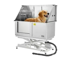 VEVOR Electric Lift Dog Washing Station, 50 inch Professional Stainless Steel Pet Grooming Tub w/ PE Water Filter Board, Faucet & Showerhead Dog Bathtub Washing Sink for Multiple Pets (Left Door) | VEVOR US