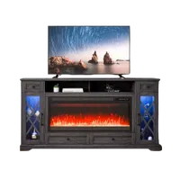 VEVOR 80″ Fireplace TV Stand, Media Storage Corner with 42″ Fireplace, Storage Drawers & Cabinets, Pastoral TV Console Table with 20 LED Lights, Remote Control and Timer for Living Room, Grey | VEVOR US