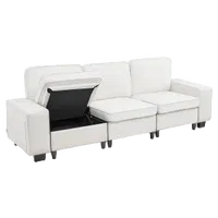 VEVOR 100-Inch Modular 3-Seater Sofa – Comfy Couch with Deep Seats & Hidden Storage, Modern Design for Living Room, Apartment, or Office, White | VEVOR US