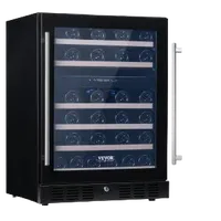 VEVOR Wine Cooler, 46 Bottles Under Counter Built-in or Freestanding Wine Refrigerator, Dual Zone Beverage Cooler with Blue LED Light, Single Door, Child Lock for Beer Soda Wine Water, ETL Listed | VEVOR US
