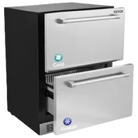 VEVOR 24 inch Undercounter Refrigerator, 2 Drawer Refrigerator with Different Temperature, 4.87 Cu.ft. Capacity, Waterproof Indoor and Outdoor Under Counter Freezer Fridge for Home and Commercial Use | VEVOR US