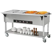 VEVOR 4-Pan Commercial Food Warmer, 4 x 20.6QT Electric Steam Table, 2000W Professional Buffet Catering Food Warmer with 4 Wheels (2 Lockable), Food Grade Stainless Steel Server for Party Restaurant | VEVOR US