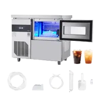 VEVOR Commercial Ice Maker Machine, 132 lbs/24H Stainless Steel Ice Machine with Worktop, 30 lbs Storage & 70 Cubes/Cycle, Self-Cleaning Freestanding Ice-Making for Home Bar Office Restaurant Kitchen | VEVOR US