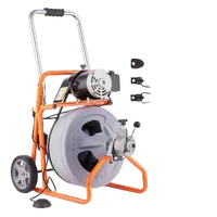 VEVOR Drain Cleaner Machine 100FT x 1/2 Inch, Auto Feed Sewer Snake Drain Auger on Wheels, Portable Drain Cleaning Machine with 8 Cutters & Air-activated Foot Switch for 2″ to 4″ Pipes | VEVOR US