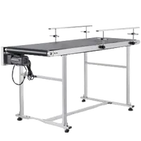 VEVOR Belt Conveyor, 59 x 23.6 inch Conveyor Table, Heavy Duty Stainless Steel Motorized Belt Conveyor for Inkjet Coding Applications Powered PVC Belt Anti-Static Adjustable Speed (Double Guardrail) | VEVOR US