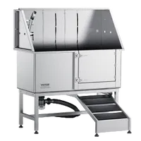 VEVOR 50″ Pet Dog Bathing Station w/Ramp, Professional Stainless Steel Dog Grooming Tub w/ Soap Box, Faucet,Rich Accessory, Dog Bathtub for Large,Medium,Small Pets, Washing Sink for Home Right | VEVOR US