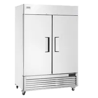 VEVOR Commercial Freezer 44.21 Cu.ft, Reach In 54.4″ W Upright Freezer 2 Doors, Auto-Defrost Stainless Steel Reach-in Freezer with 8 Adjustable Shelves, -13 to 5℉ Temp Control, LED Lighting, 4 Wheels | VEVOR US