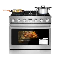 VEVOR Gas Range Oven, 35.9 Inches Width, Freestanding Stainless Steel Stove and Oven with 6 Sealed Cooktop Burners, Easy Reach Racks, Halogen Light, 6.0 Cu. Ft. Capacity, for Apartment, Home, Kitchen | VEVOR US