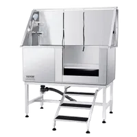 VEVOR 50″ Pet Dog Bathing Station w/Stairs, Professional Stainless Steel Dog Grooming Tub w/ Soap Box, Faucet,Rich Accessory, Dog Bathtub for Large,Medium,Small Pets, Washing Sink for Home Right | VEVOR US