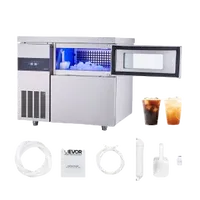 VEVOR Commercial Ice Maker Machine, 265 lbs/24H Stainless Steel Ice Machine with Worktop, 66 lbs Storage & 126 Cubes/Cycle, Self-Cleaning Freestanding Ice-Making for Home Bar Office Restaurant Kitchen | VEVOR US