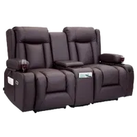 VEVOR Loveseat Recliner Sofa, Power Reclining Couch with Heating & Massage and Timer, PU Leather Electric Recliner Sofa with Center Console, USB Ports, Cup Holders and Side Bags for Living Room | VEVOR US