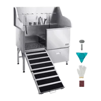 VEVOR Stainless Steel Dog Washing Station, 50 inch Pet Grooming Tub w/ Ramp, Faucet & Showerhead & Soap Holder Leash Dog Bathtub for Large & Medium & Small Pets (Left Door) | VEVOR US
