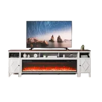 VEVOR 100″ Fireplace TV Stand, Media Storage Corner with 60″ Fireplace, Storage Drawers & Cabinets, Pastoral TV Console Table with 20 LED Lights, Remote Control and Timer for Living Room, White | VEVOR US