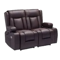 VEVOR Loveseat Recliner Sofa, Power Reclining Couch with Heating & Massage and Timer, PU Leather Electric Recliner Sofa with USB Ports, Cup Holders and Side Bags, Dual Loveseat Chair for Living Room | VEVOR US