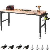 VEVOR Adjustable Workbench, 72″ L X 25″ W Garage Worktable with Universal Wheels, 28-39.5″ Heights & 3000 LBS Load Capacity, with Power Outlets & Hardwood Top & Storage & Foot Pads, for Office Home | VEVOR US