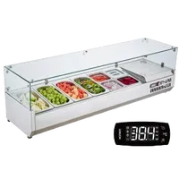 VEVOR Refrigerated Condiment Prep Station, 150 W Countertop Refrigerated Condiment Station, with 4 1/3 Pans & 4 1/6 Pans, 304 Stainless Body and PC Lid, Sandwich Prep Table with Glass Guard, ETL | VEVOR US
