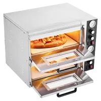 VEVOR Pizza Oven Electric, 18″ Double-Deck Commercial Countertop Pizza Oven, 842°F Max Temp, Indoor Pizza Maker with Thermometer, Independent Upper & Lower Temp Control & Timer for Home Restaurant | VEVOR US