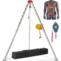 VEVOR Confined Space Tripod Kit, Confined Space Tripod 7′ Legs and 98′ Cable, Confined Space Rescue Tripod 32.8′ Fall Protection, 1800 lbs Winch, Harness, Storage Bag | VEVOR US