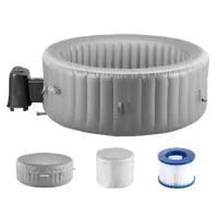 VEVOR Inflatable Hot Tub, 4 to 6 Person Capacity, 81.9 x 26 in Round Portable Outdoor Spa, with 130 Soothing Jets, Filter, Cover and Mat, Multi-function Control Panel, PVC Outdoor Hot Tub, Grey | VEVOR US